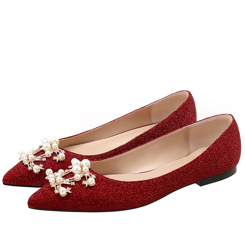 Женские свадебные туфли на плоской подошве новинка 2021 классические