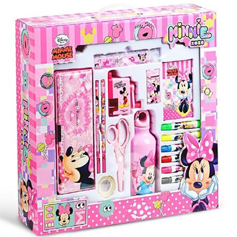 

Регулируемый набор канцелярских принадлежностей Disney Minnie, Подарочная коробка, школьные принадлежности для учеников, ценный подарок, детски...