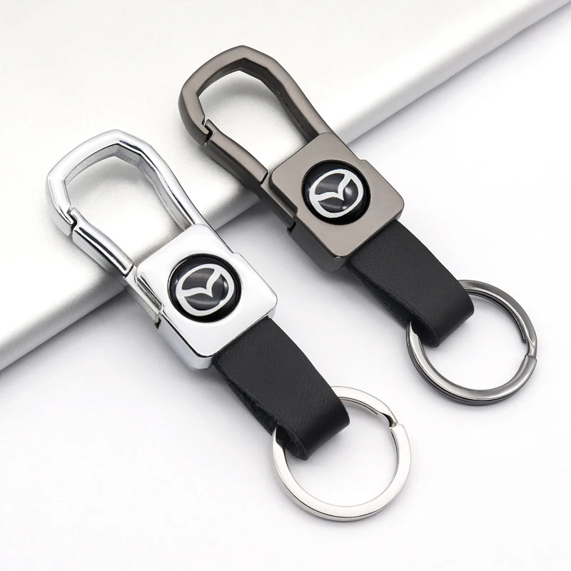 

Fashion Leather Metal Badge logo Car Key Chain Accessories Key Ring For Mazda-2 3 6 MX-5-30 CX-3 -8 -9 ATENZA Millenia