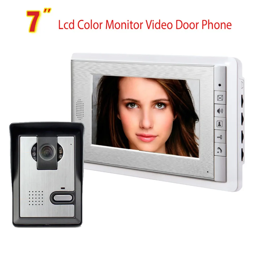 Video Doorbell System, 7 Inches Wired Video Door Phone Intercom Kit Support Monitoring, Unlock, Dual-Way Intercom for villa