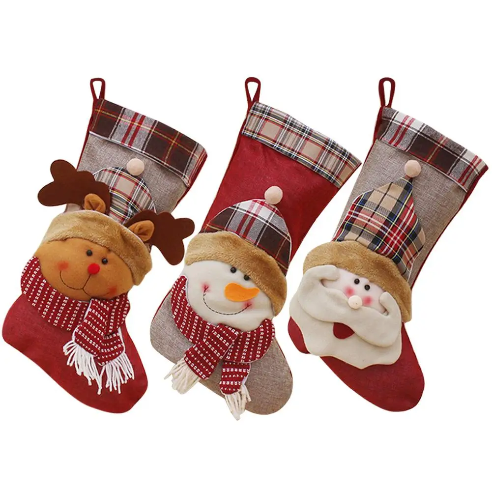 Рождественские украшения Xmas новые набор из 3 предметов с рождественскими чулками