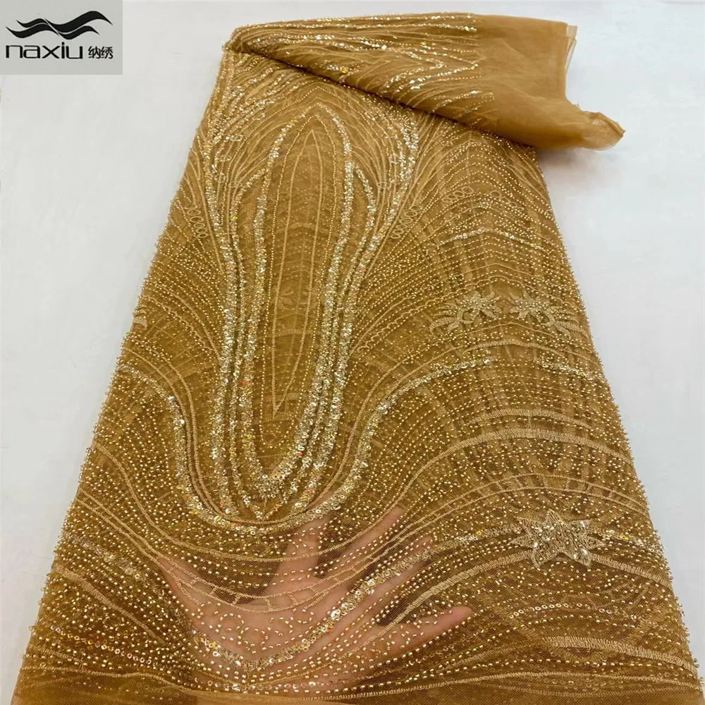 

Madison African Sequins Lace Fabric 2021 High Quality Embroidery Lace French Lace Fabric For Nigerian Wedding Party Sewing