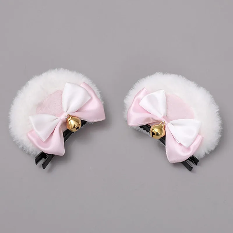 

Masquerade Halloween Animal Ear Bowknot Plush Hairpin Maid Lolita Cosplay Bear Side Clip Cute Hair Clip Accessories