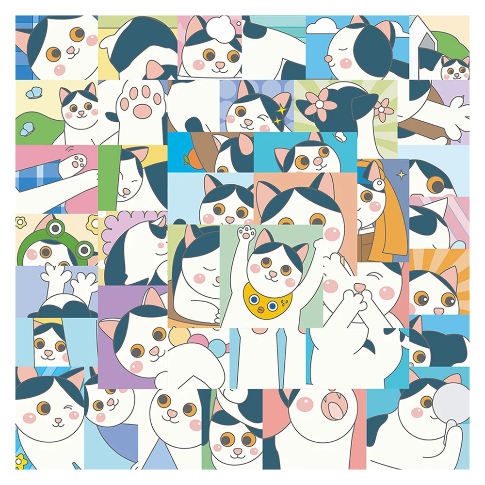 

10/30/50PCS Cartoon Cat Daily Stickers Graffiti Trolley Case Water Cup Hand Account Computer Waterproof Diy Stickers Wholesale