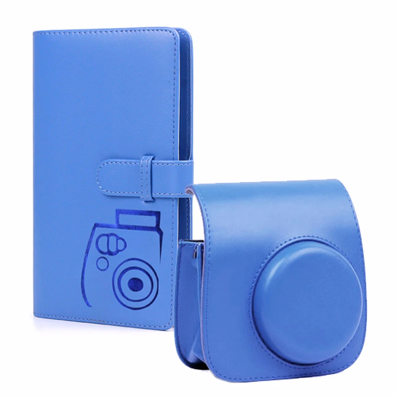 CAIUL Fujifilm Instax Mini 8 9 из искусственной кожи Камера защитный чехол с 96 карманы 3 дюймов мгновенное фото альбом - Цвет: blue