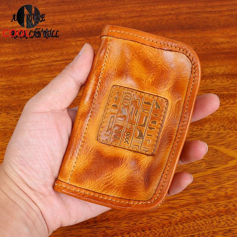 

CDB69 Size 8 * 12cm Good Quality Vegetable Tanned Cowhide Leather Key / Coin / Earphone Smart Bag