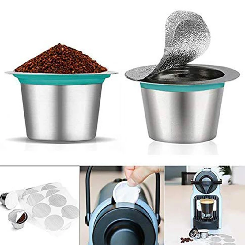 

Reusable Coffee Capsules, Stainless Steel Refillable Coffee Capsule Filter Cups, Reusable Coffee Pod Capsules for Nespresso, 10