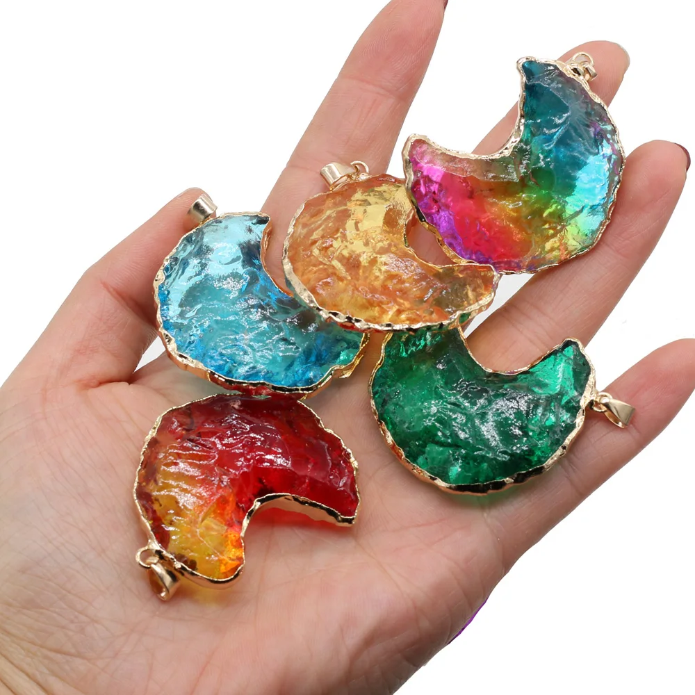 Natural Crystal Pendant Irregular Colorful Rainbow Stone Quartz Chakra Rock Charms for Jewelry Making DIY Necklace