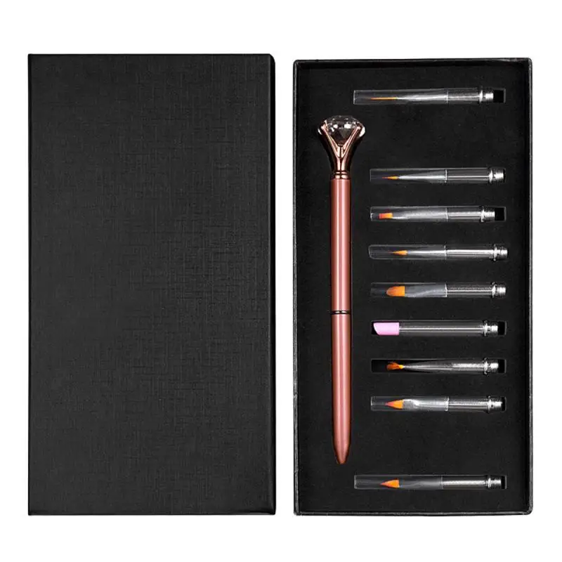 Новинка 10 шт./компл. кисть для ногтей Стразы Кисть Набор ручек маникюра большая