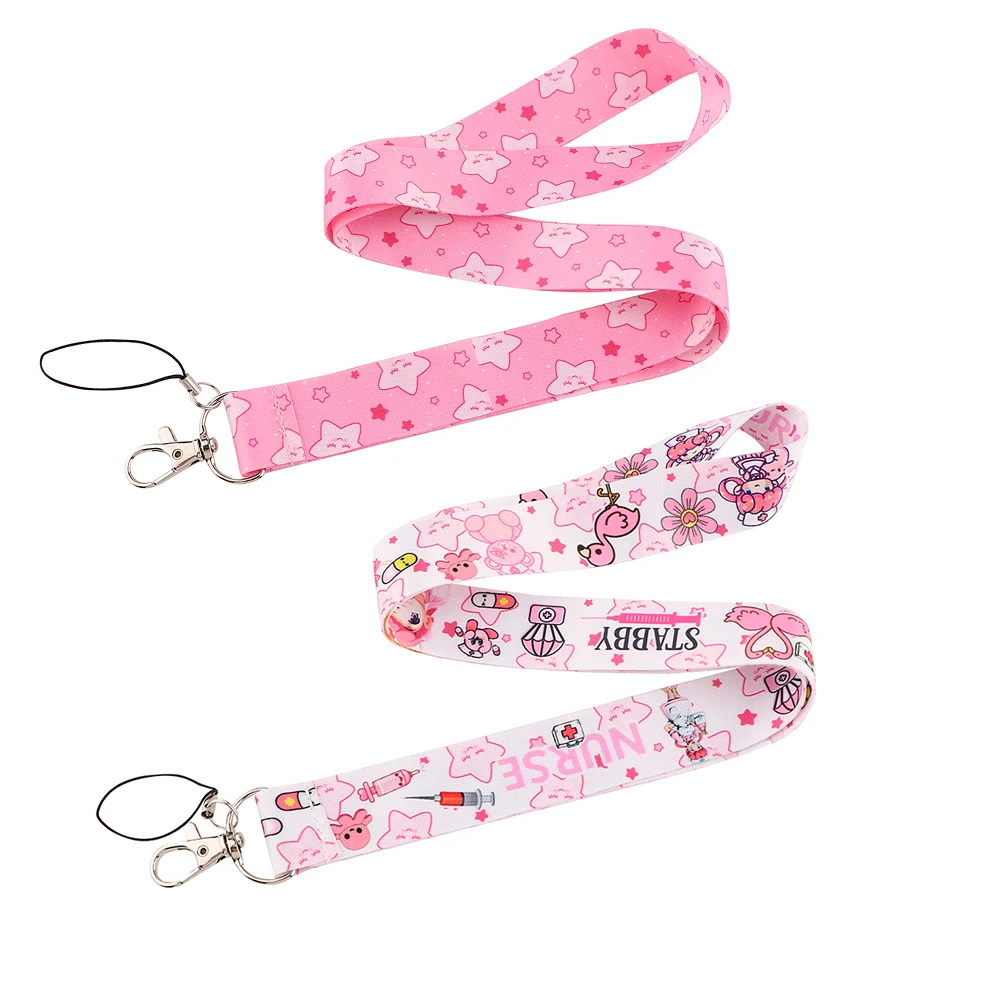 

CB873 Pink Stars Medical Doctor Nurse Lanyard Keychain Lanyards for Keys Badge ID Mobile Phone Rope Neck Straps Accessories Gift