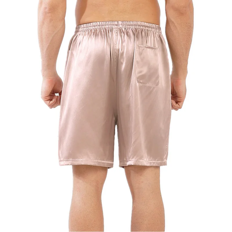 Men's Satin Silk Five-point Shorts Loose Pajamas Classic Solid Boxer Panties Beach Pants L-3XL Underwear Short Men Sleepwear