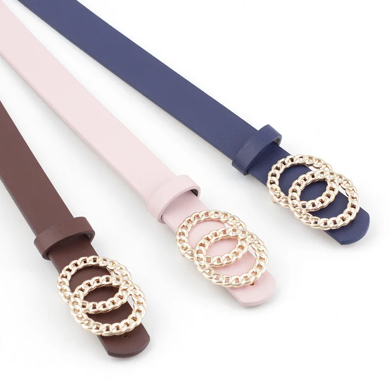 

Fashion PU Leather Waist Belt For Jeans Double Ring Metal Buckle Ladies Belt For Dress Black White Women Belt Wild Waistband