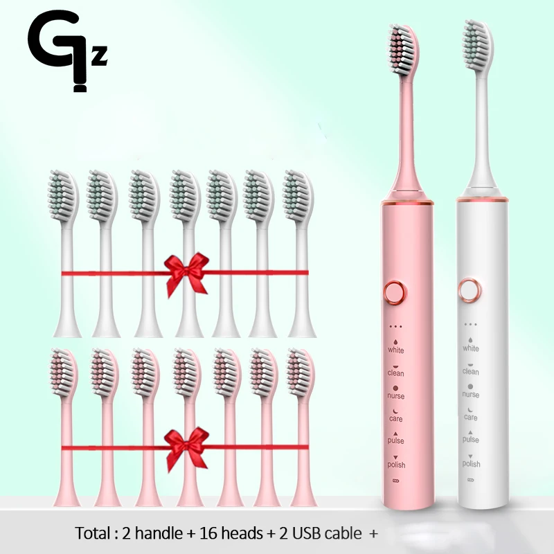 

GeZhou sonic electric toothbrush rechargeable Waterproof 18 Modes IPX7 Replaceable Brush Head Toothbrush USB Charger for child