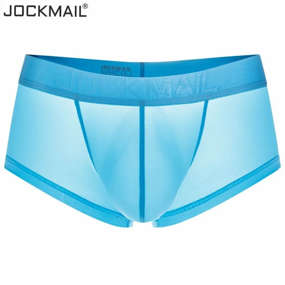 JOCKMAIL 3-pack Sexy Mens Ice Silk Underwear Boxer Shorts Mens Trunks Ice Silk Gay Male Panties Underpants Cuecas Gay Underwear