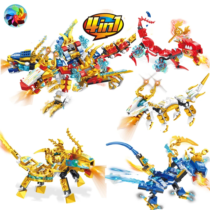 4 ниндзя драконы рыцарь меч модель фигурки Кай Джей Зейн строительные блоки