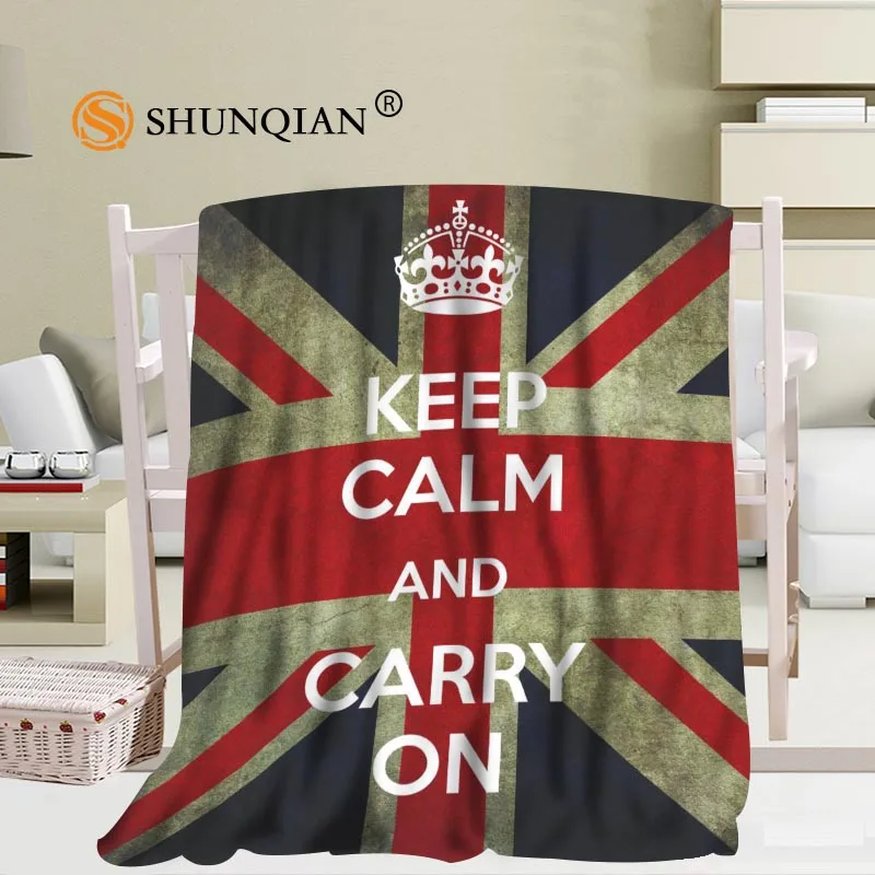 

Custom keep calm and carry on blanket Flannel Fabric56x80inch 50X60inch 40X50inch Sofa Bed Blanket Kid Adult Warm Blanket