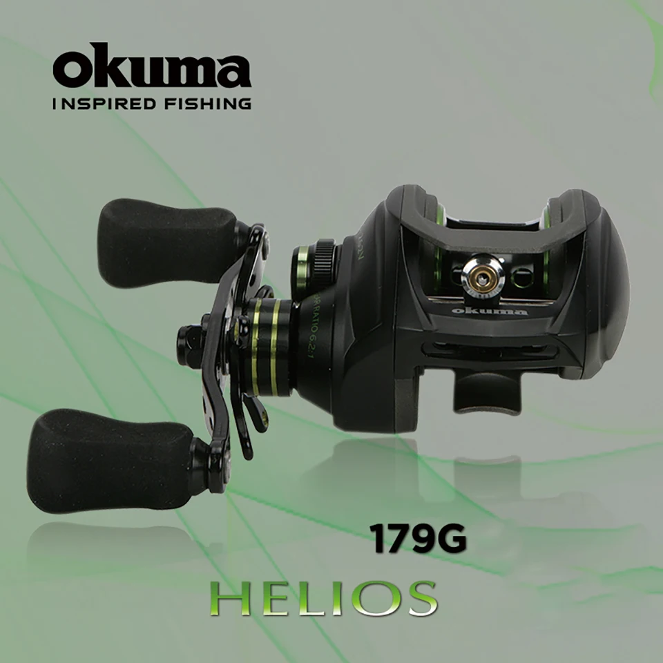 OKUMA Рыболовная катушка HELIOS с низким профилем для ловли на живца 9+1BB Casting 6,3 кг мощности, коррозионностойкая графитовая рама.