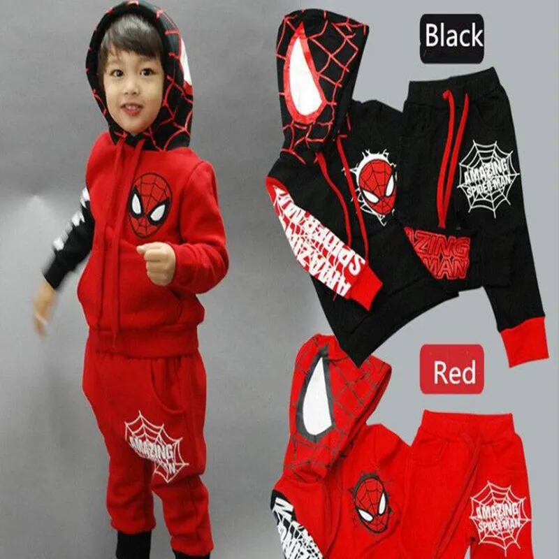 

2018 spring and autumn season spiders set up children's cartoon 2 set kid children boys set tow piece suit