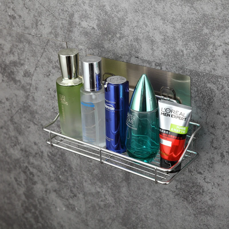 

Multi-function Stainless Steel Bathroom Storage Shelf Punch-Free Kitchen Bathroom Toilet Wall Hanging Rack Home Accessories