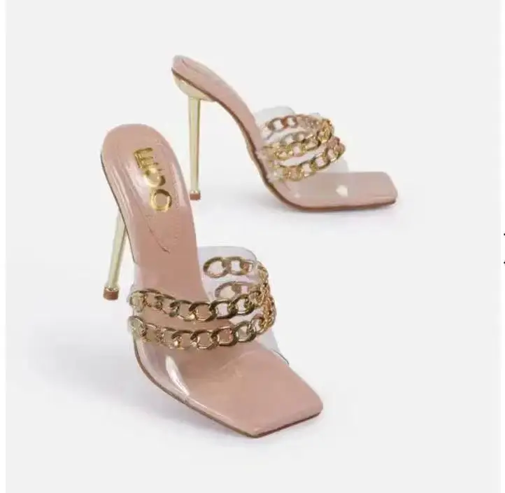 

High Heel Sandals 2021 New Summer Ladies Sandals Super High Heels Ladies Sandals Fashion Chain Decorative Women's Shoes
