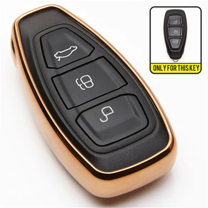 Gold Чехол для ключей из ТПУ для Ford Fiesta ST Ranger Mondeo Mk5 Explorer 5 Mk4 Focus 3 Everest s Max аксессуары для ключей - Название цвета: Gold