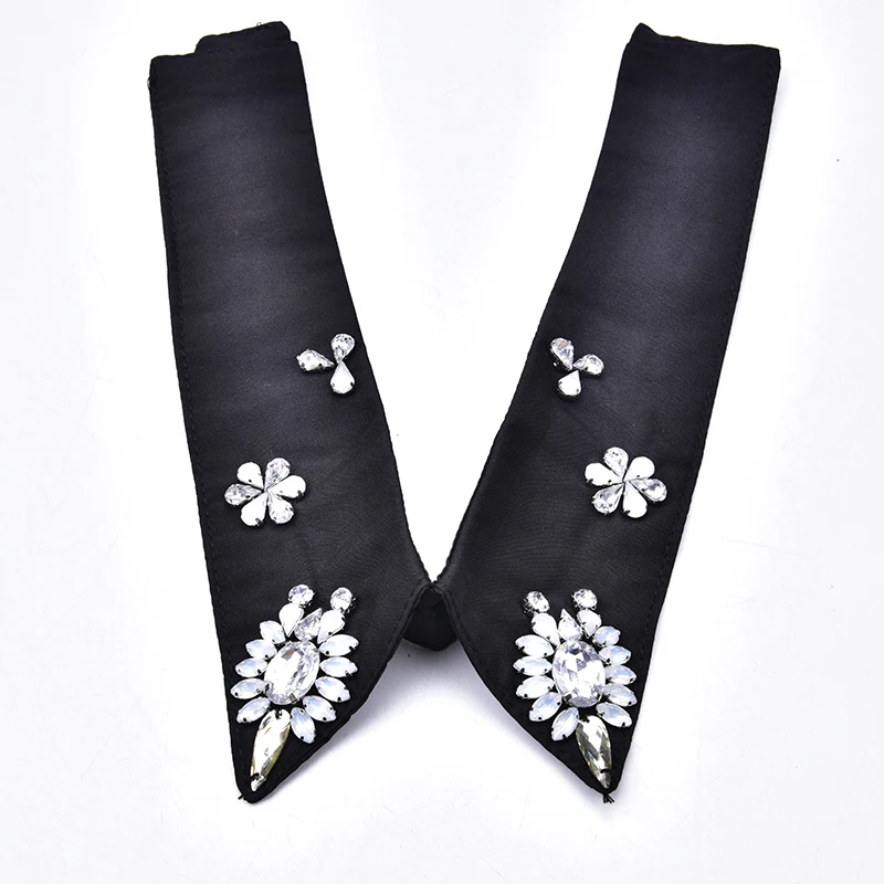Новый черный воротник с прозрачными кристаллами Стразы стеклянная деталь Сделай