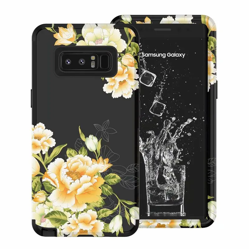 Роскошный чехол 3 в 1 для samsung S10 Note 8 9 S9 Plus жесткий чехол для телефона с цветочным узором Дизайн ПК силиконовый бампер противоударный чехол