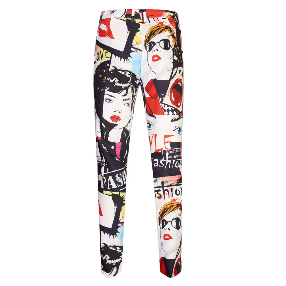 

2021 new Trendy men's fashion printing two-piece casual large size slim suit male singer stage costume