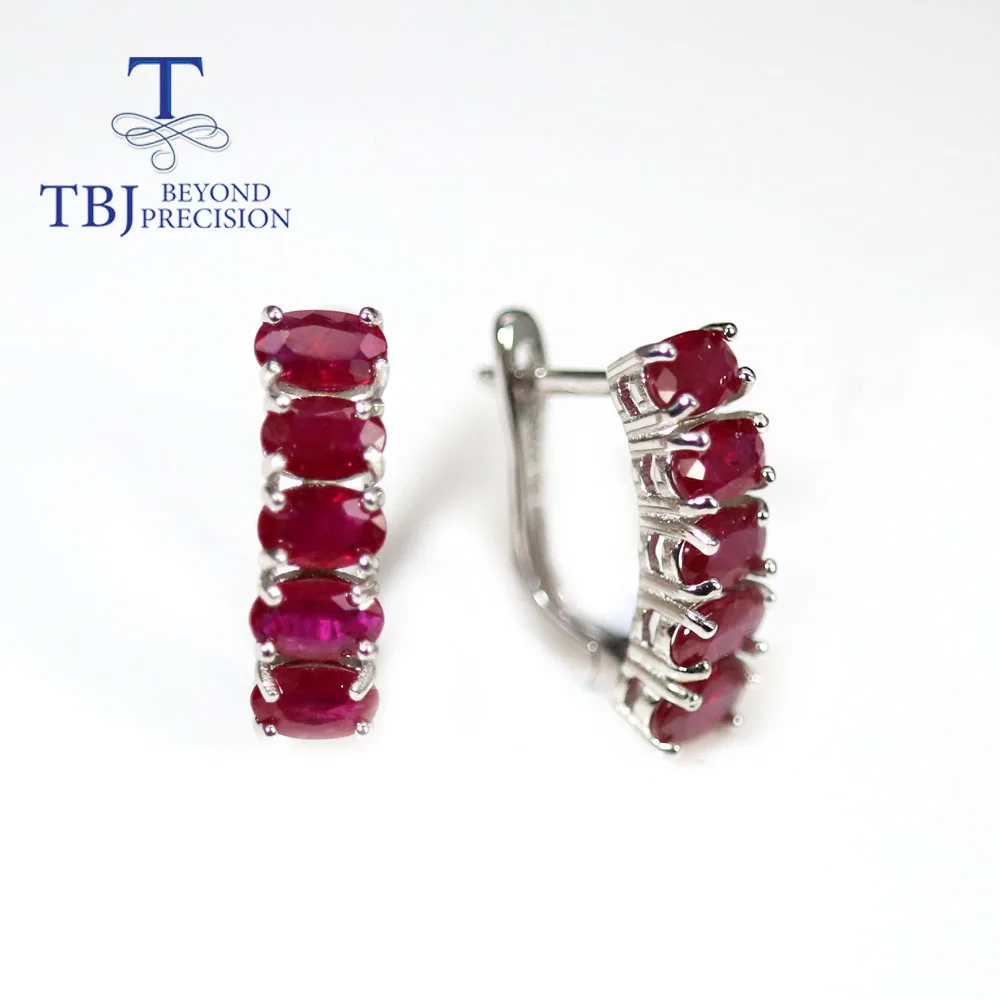 

TBJ,Natural Africa red Ruby clasp earring oval cut 3*5mm 3ct real gemstone fine jewelry 925 sterling silver for women nice gift