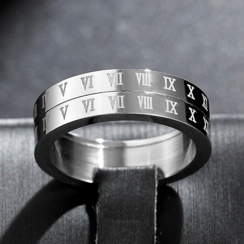 Кольцо с римскими цифрами из нержавеющей стали 316L | Украшения и аксессуары