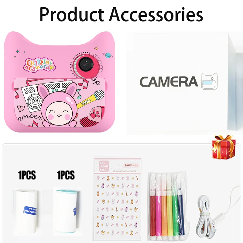 

Kids Instant Camera Child Photo Print Cameras Digital 1080P Video Children Camera For Birthday Gifts to Girl Or Boy