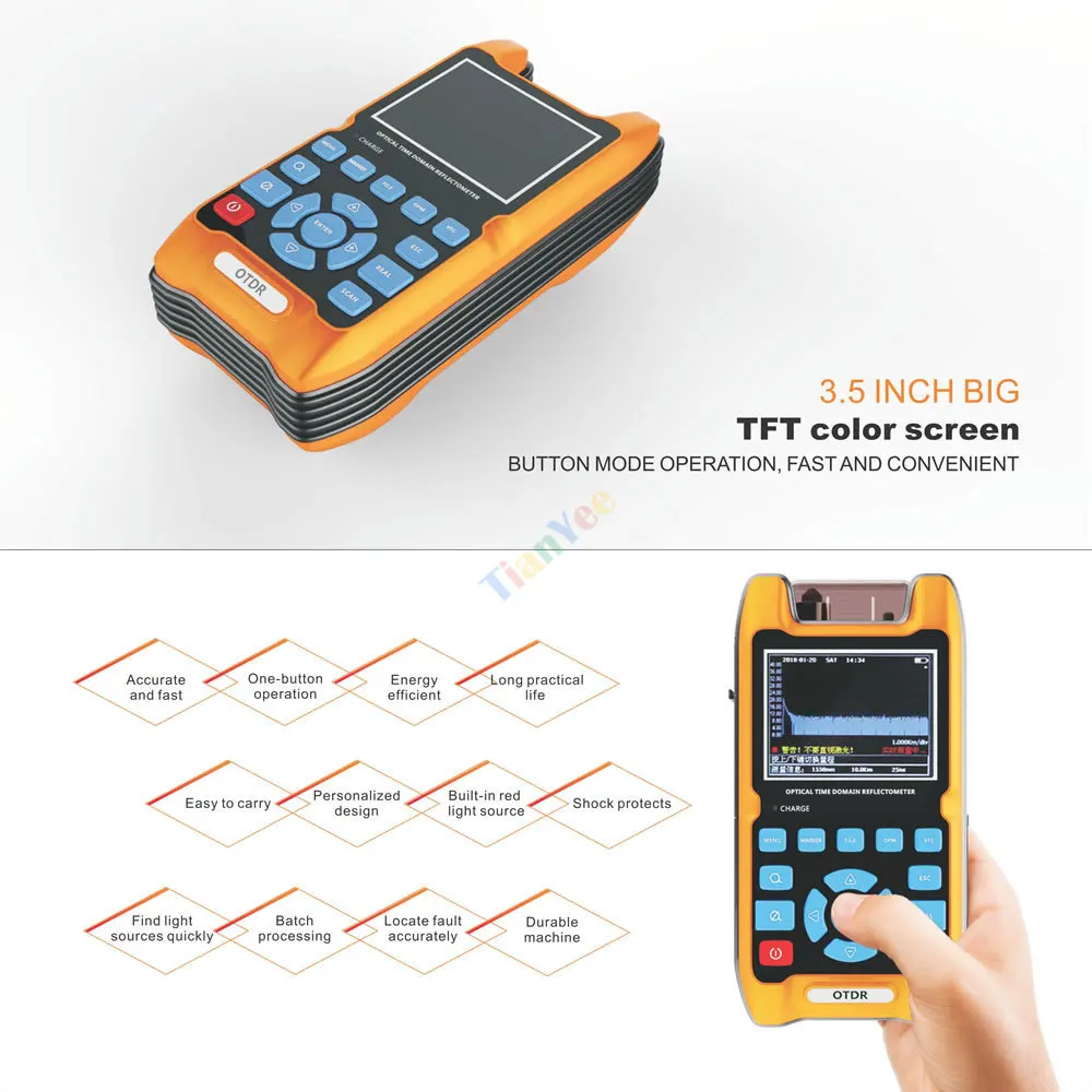 SignalFire ZS1000-A OTDR 100 км + VFL 5 Оптический временной рефлектометр 1 мВт 32 дБ/30 дБ 1310 мм/1550