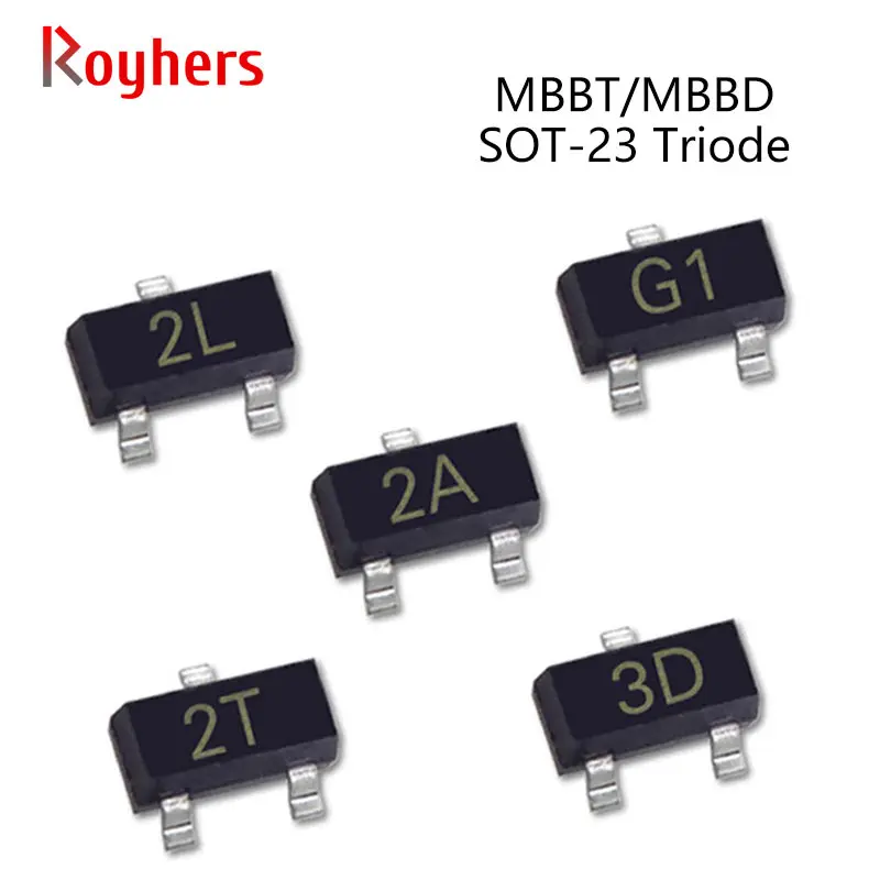 

50Pcs SMD NPN Power Transistor MMBT4403 2T MMBT4401 2X MMBT9012 2T1 MMBT2222A 1P MMBT3904 1AM MMBT3906 2A IC SOT-23 Triode