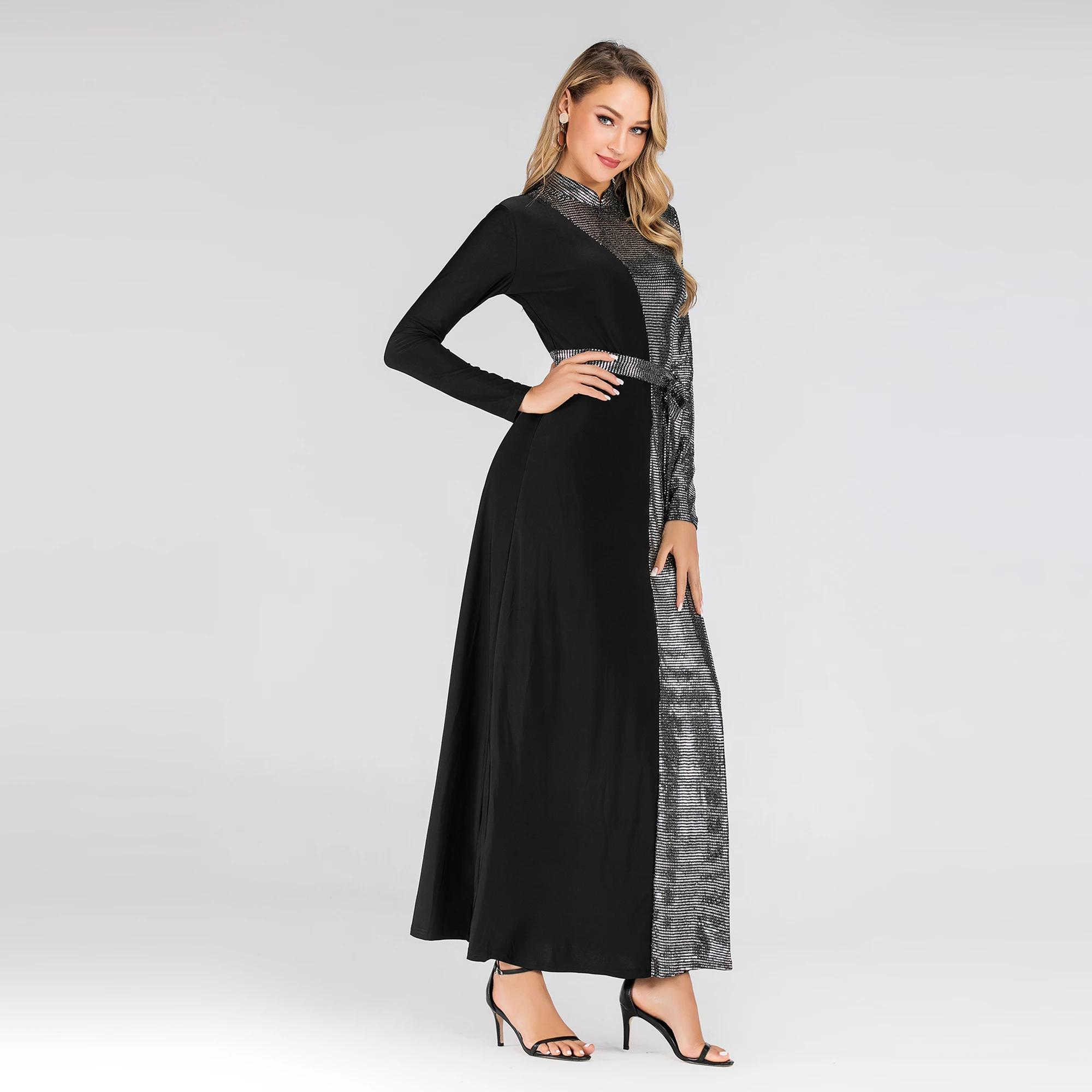 Новинка 2019 роскошное длинное платье с блестками мусульманская женская абайя |