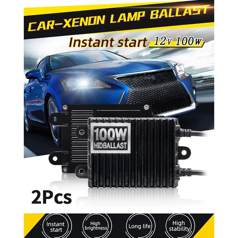 

2Pcs DC12V Slim 100W Digital Xenon Ballast,for Auto SUV Car HID Replacement Ballast Voltage Regulator