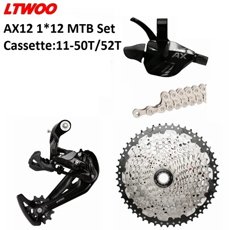 MTB 1x12 Speed Groupset  LTWOO AX12 Derailleurs 12s Shift lever dowel CN Chain RD K7 Cassette  12v 11-50T 52T For SHIMANO HG