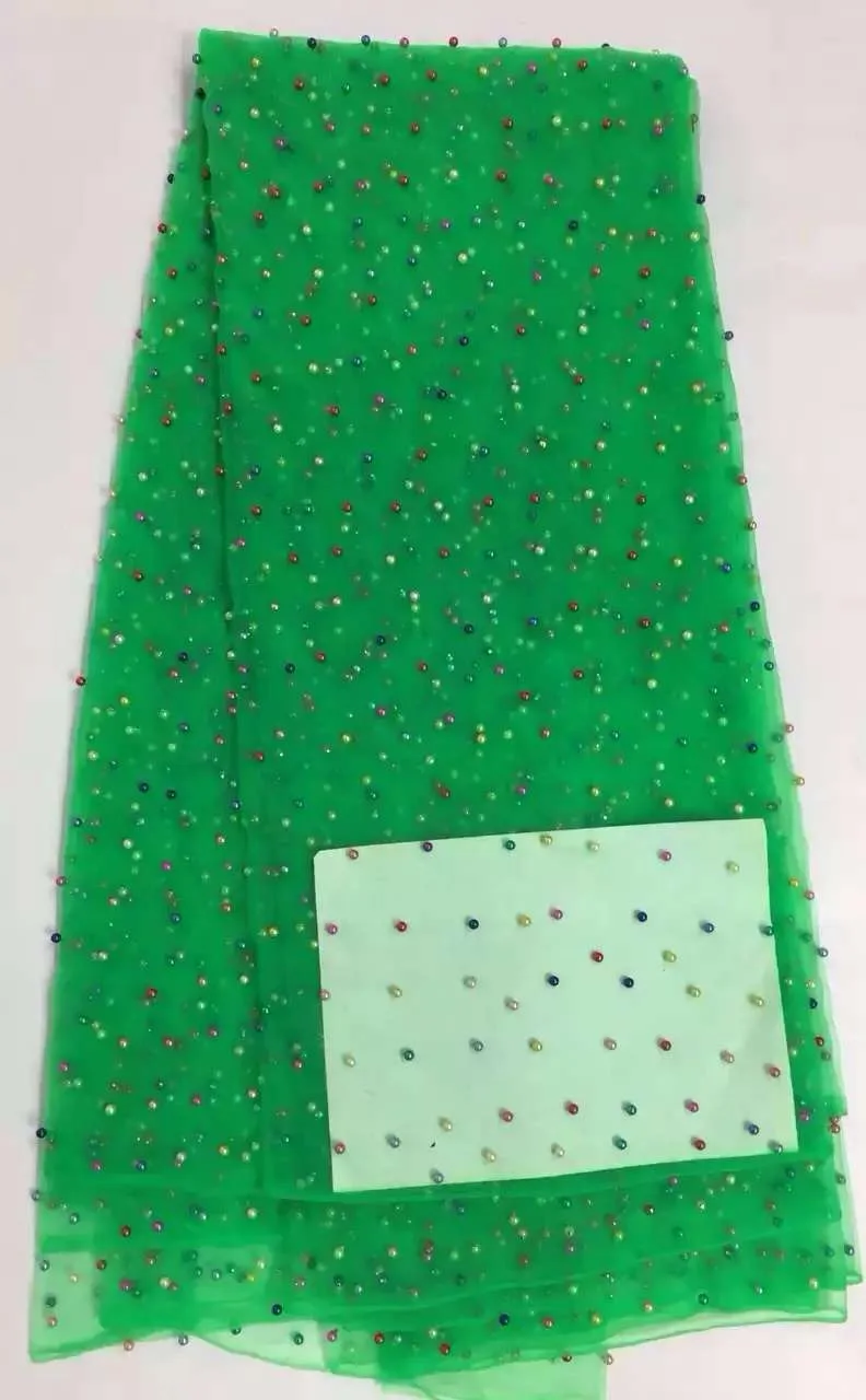 Новые африканские кружевные ткани Высококачественная зеленая кружевная