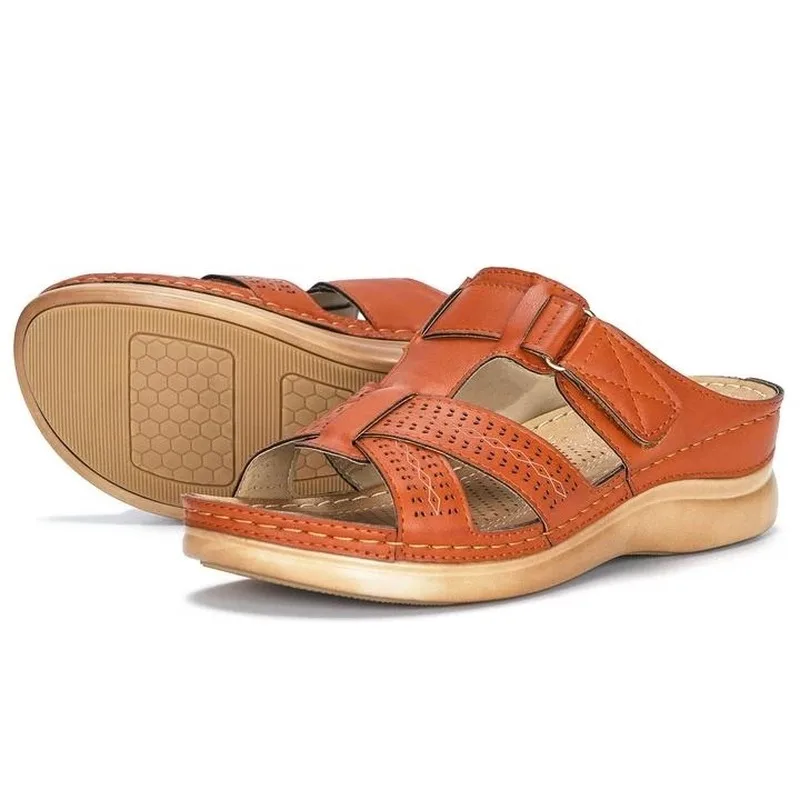 

2020 New Women Summer Open Toe Comfy Sandals Super Soft Premium Orthopedic Low Heels Walking Sandals Toe Corrector Cusion 35-43