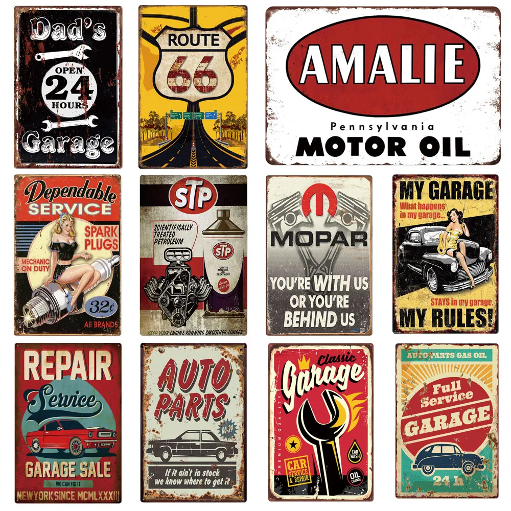 

Vintage Bar Sign Motorcycle Route 66 Speed Tin Signs Car Service Garage Sale Metal Poster Shabby Wall Stickers