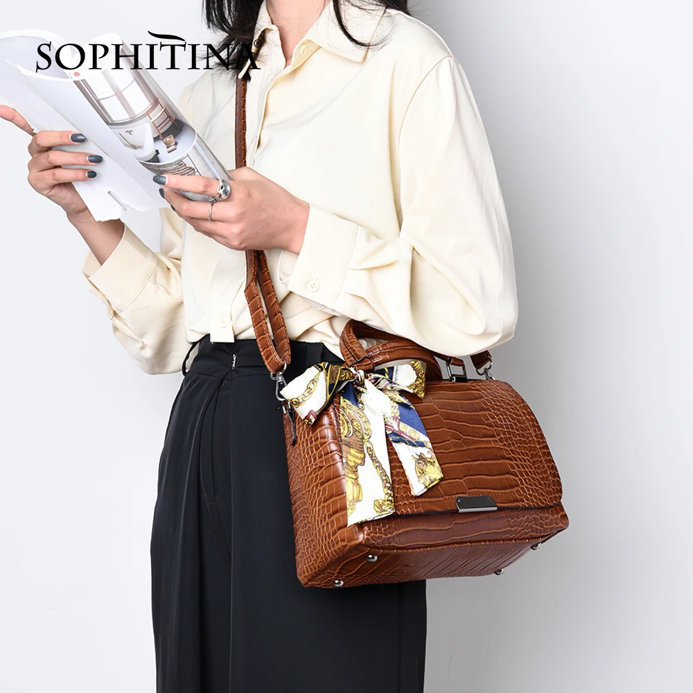 Многофункциональные женские сумки мессенджеры SOPHITINA украшенные лентами и