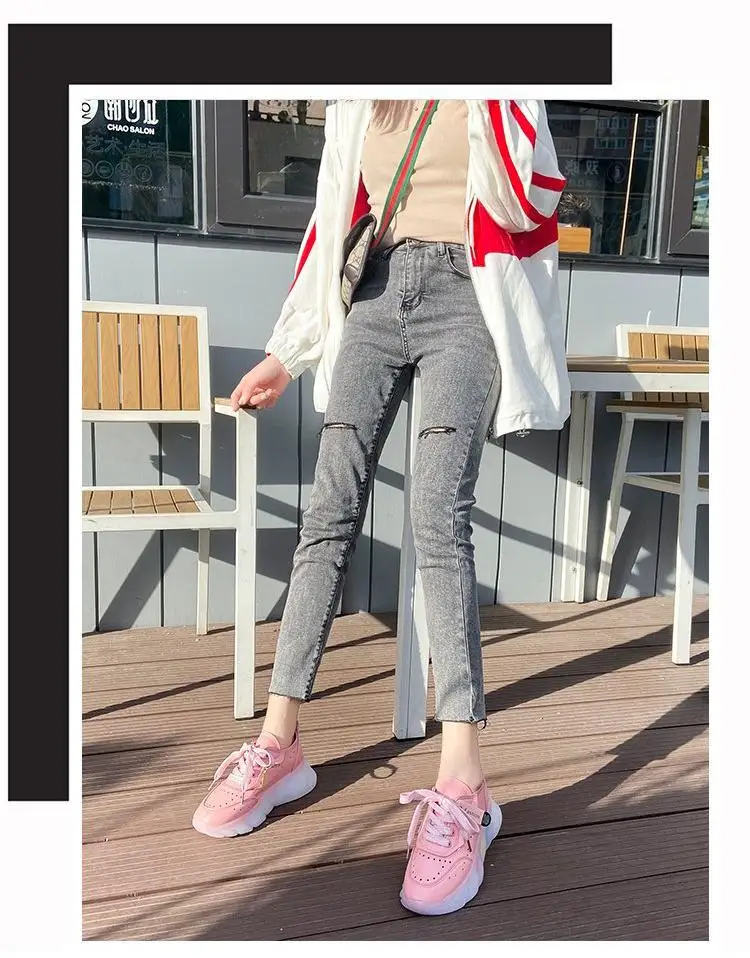 

Breathable Platform Shoes for Women Round Toe Lace Up Ladies Travel Dad Shoe 2021 New Fashion Running Chunky Sneakers Woman