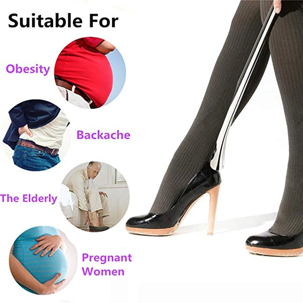 

Durable Handle Metal Shoe Horn Lifter Extra Long Shoespooner Aids Stick 21' Convenient And Easy To Use Shoes Accessories