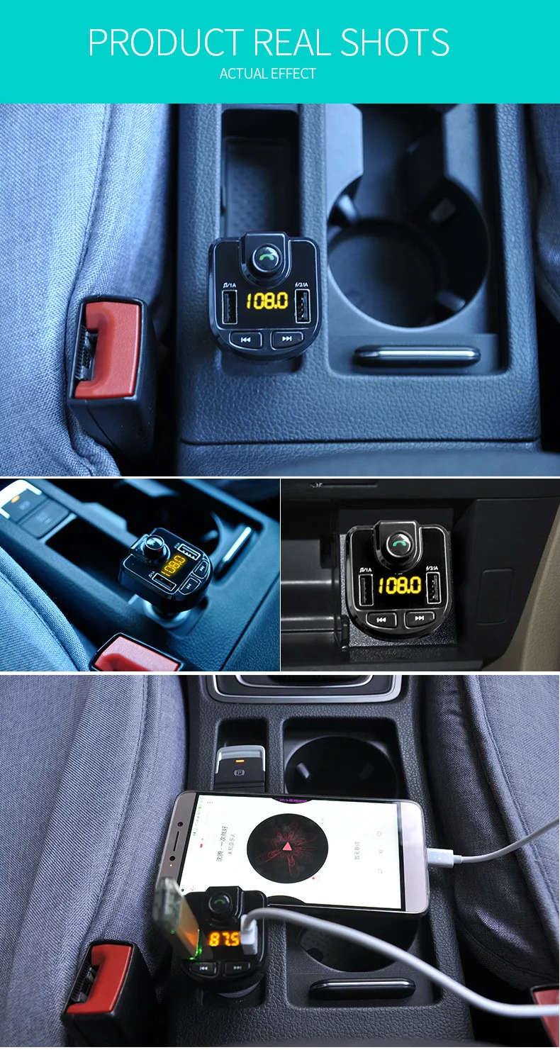 Автомобильный FM трансмиттер с Bluetooth беспроводной радиоадаптер mp3 плеер зарядное