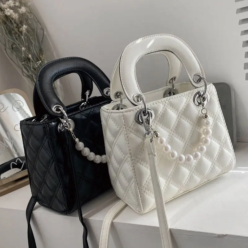 

All-match portable small bag female 2021 new trendy shoulder bag summer pearl chain messenger bag