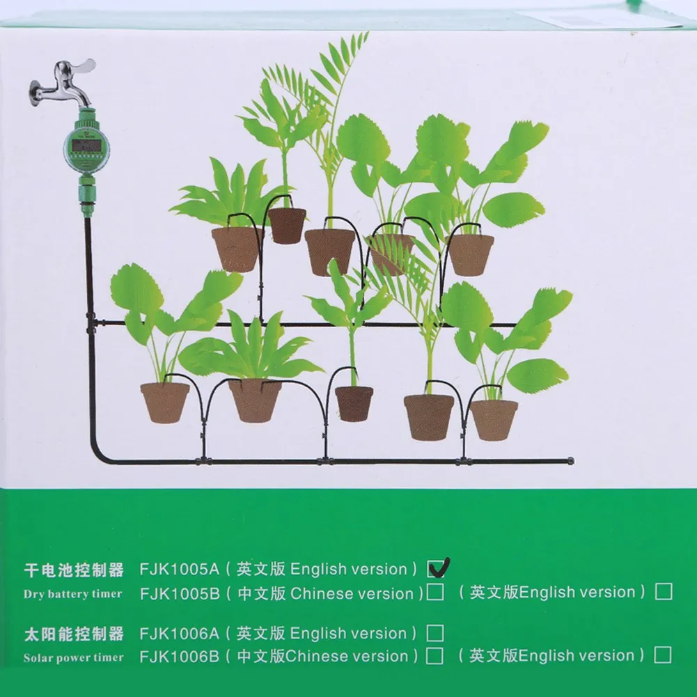 

Automatic Garden Watering Irrigation Controller Timer LCD Display Ball Valve With Adjustable Dripper Controller System Home