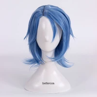 kingdom hearts iii aqua cosplay wig short blue styled heat resistant synthetic hair wig wig cap