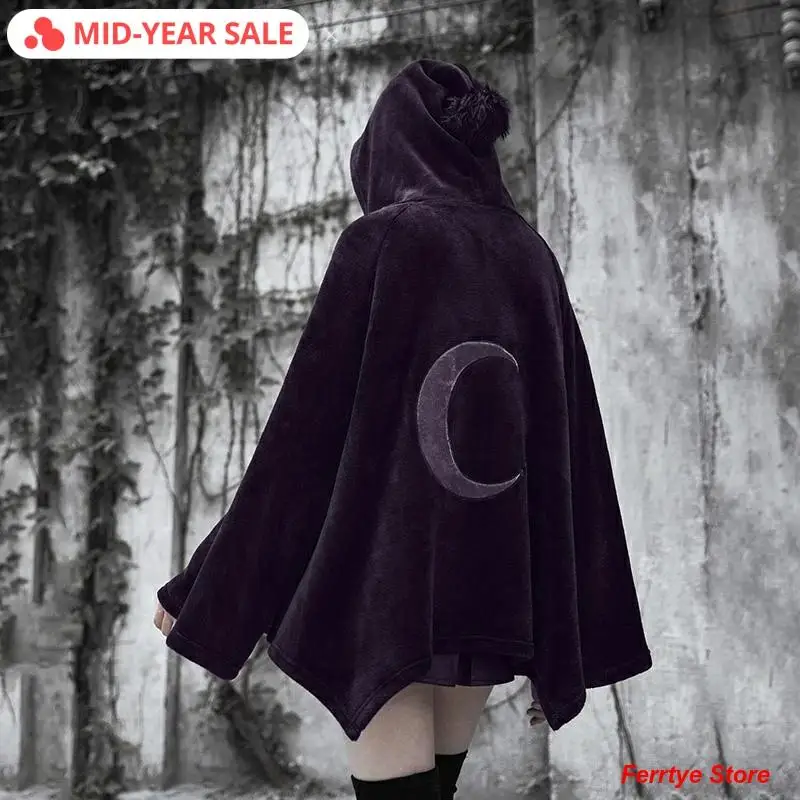 VGLOOKO Unisex Full Length Hooded Cloak Costume Party Cape Wedding Cape Black