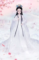 16 scale 30cm ancient costume hanfu dress long hair fairy princess barbi doll joints body model toy gift for girl c1242d
