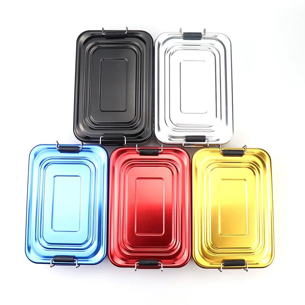 

New B Aluminum Lunch Box Double Button Aluminum Outdoor Convenient Lunch Box Lunch Box Cooking Cooker