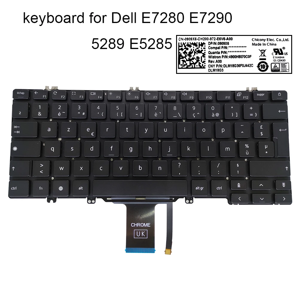 

Germany french azerty Keyboard Backlit for Dell Latitude E7280 7290 7390 E7285 5290 E5285 5289 GR FR keyboards New 02TVV1 0909X6